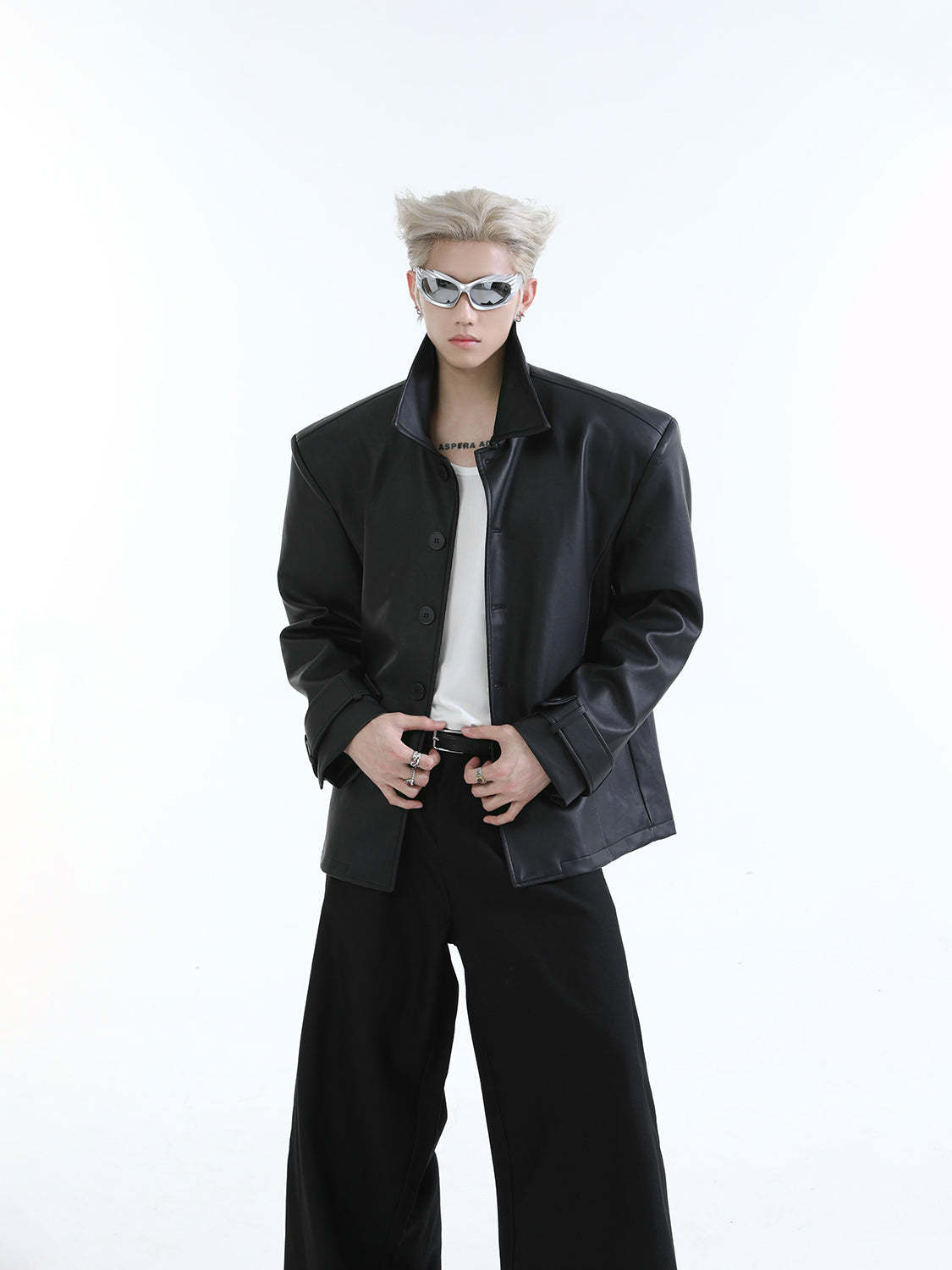 【24s Aug.】Oversized Solid Leather Jacket-IYAMIUIO