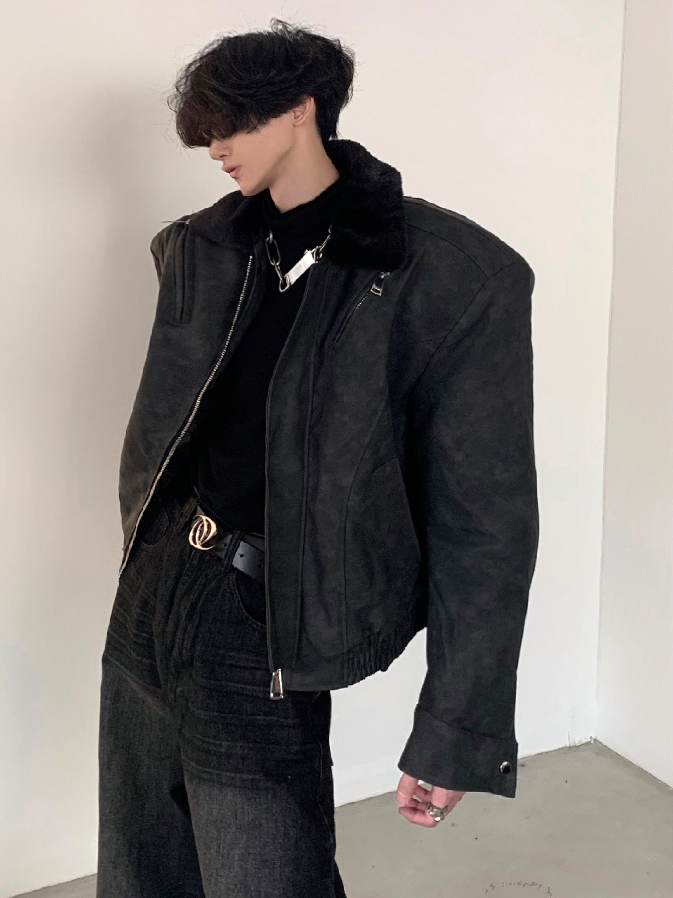 【23s December.】Fur Paneled Thickened Short Jacket-IYAMIUIO