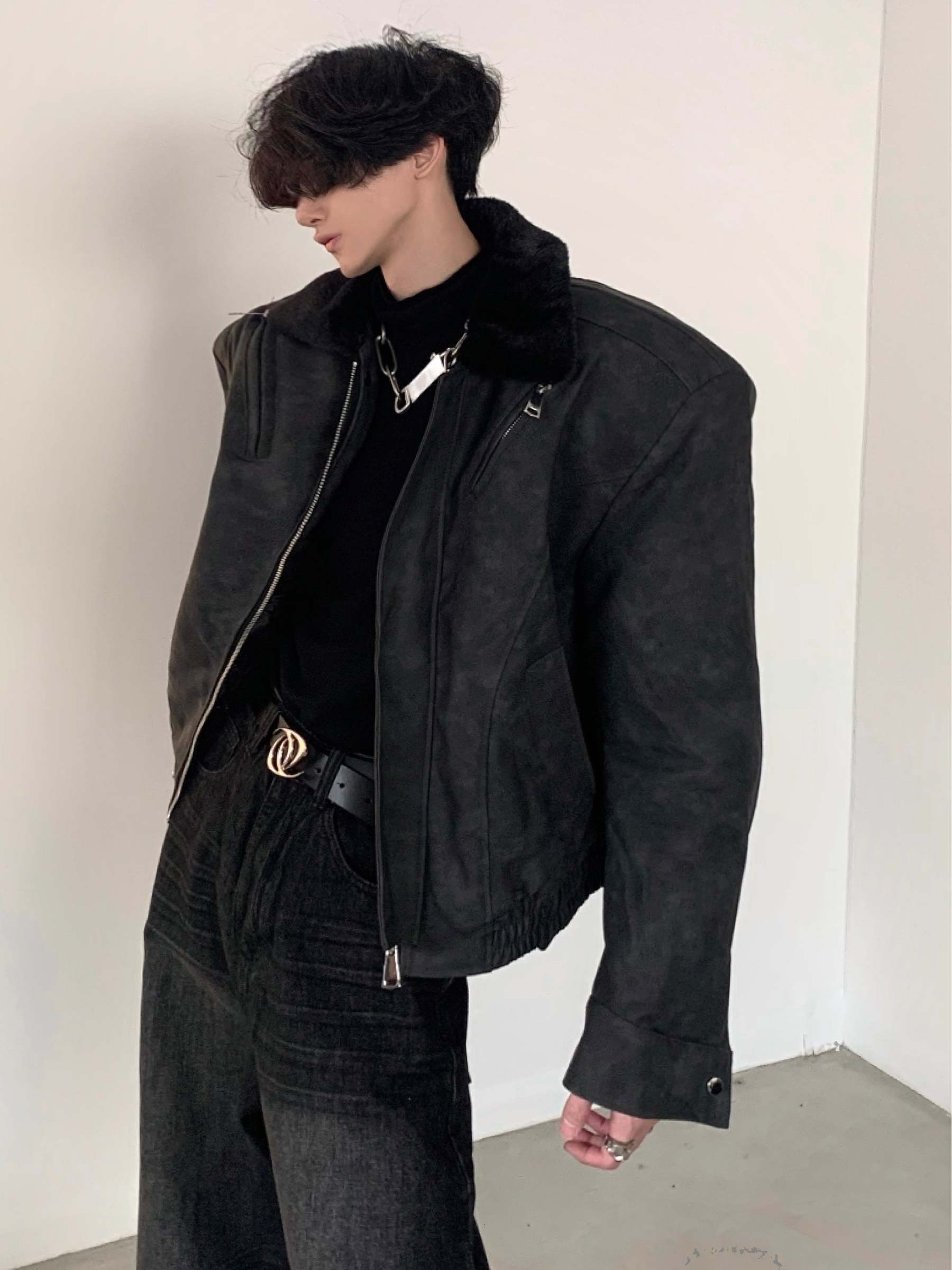 【23s December.】Fur Paneled Thickened Short Jacket-IYAMIUIO