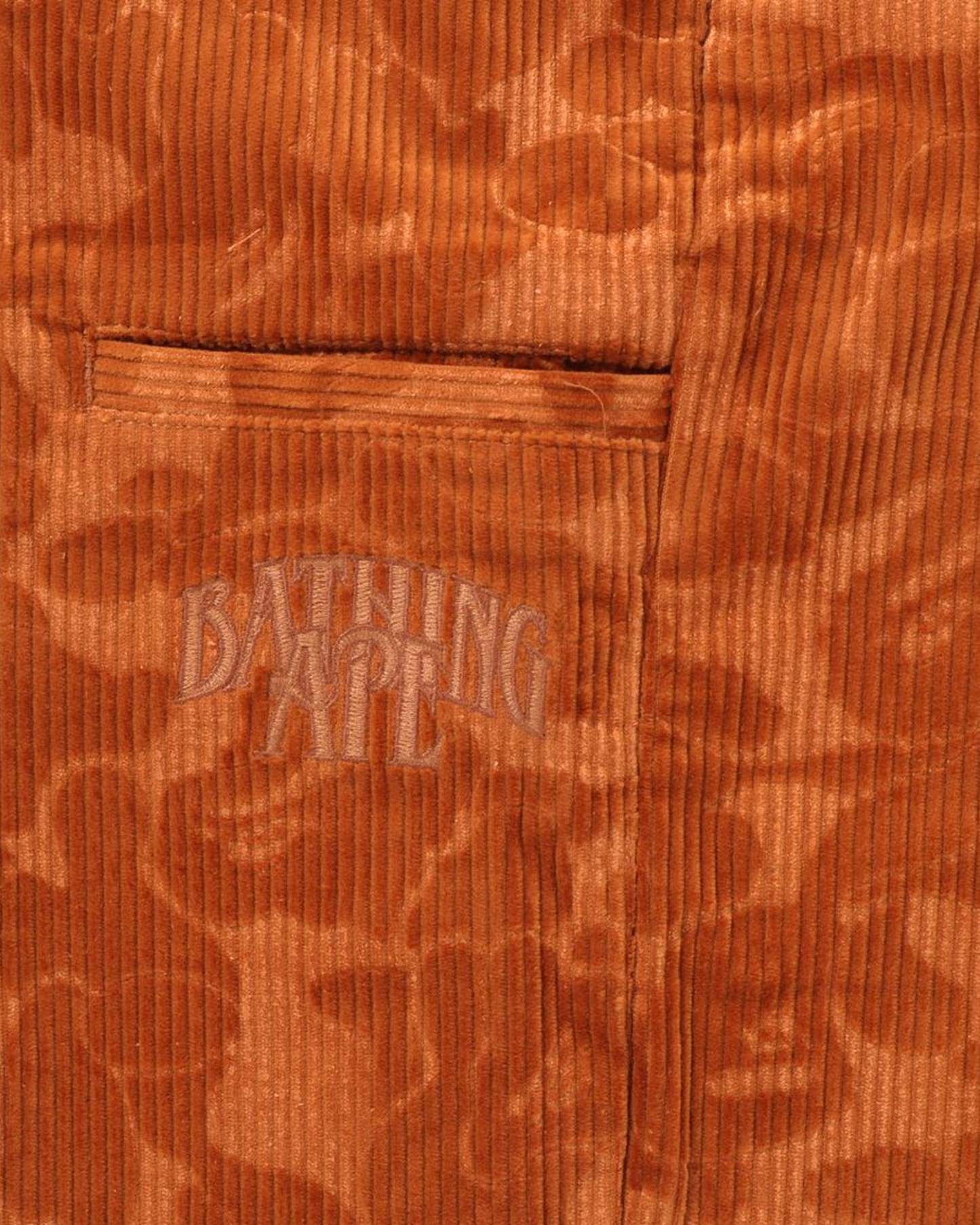 Solid Camo Debossed Corduroy Relaxed Fit Pants-IYAMIUIO