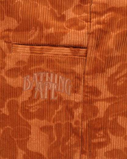 Solid Camo Debossed Corduroy Relaxed Fit Pants-IYAMIUIO