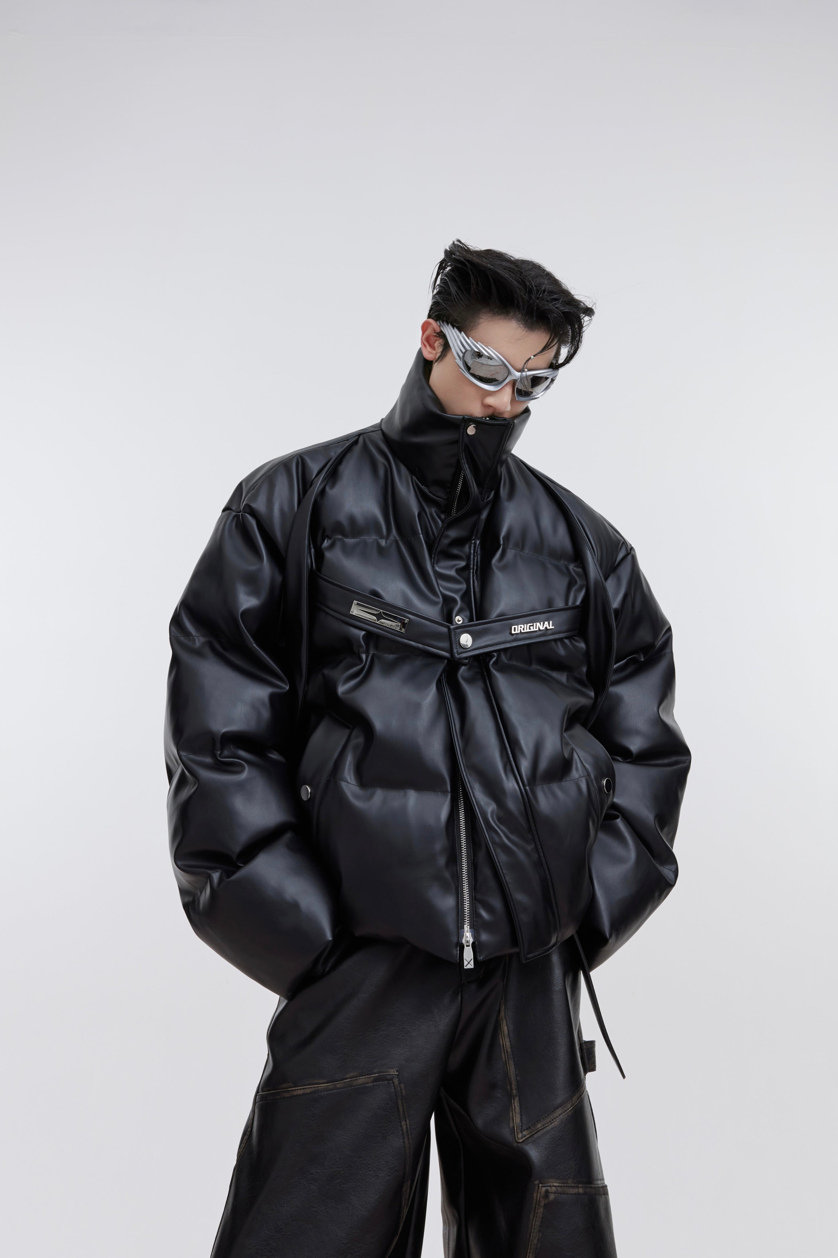 【23s October.】Niche Deconstructed PU Leather Thickened Cotton Jacket-IYAMIUIO