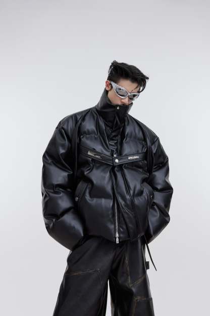 【23s October.】Niche Deconstructed PU Leather Thickened Cotton Jacket-IYAMIUIO