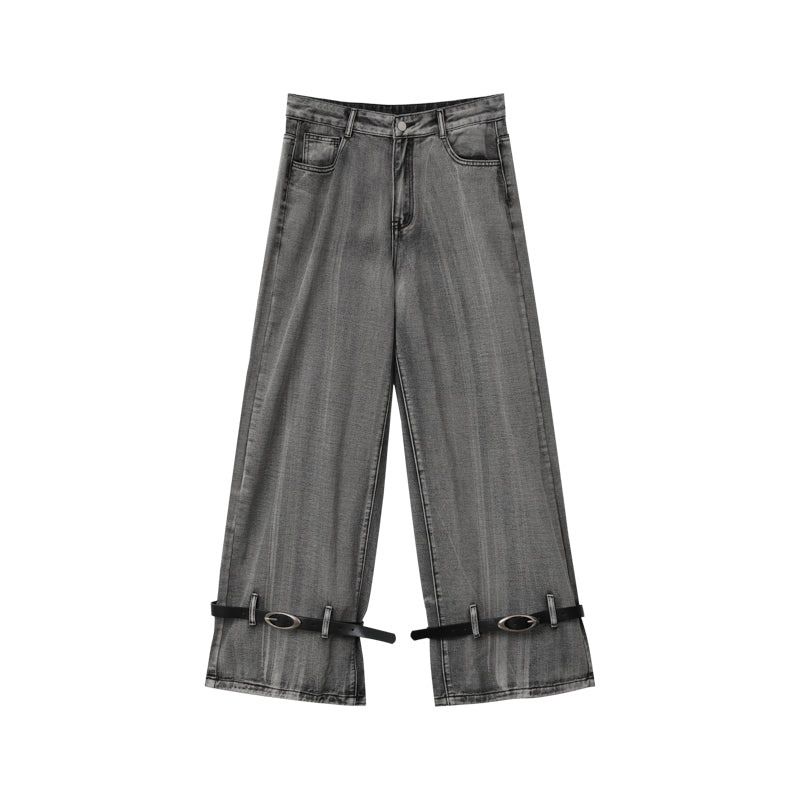【24s Aug.】Heavy Distressed Belt-decorated Denim Suit-IYAMIUIO