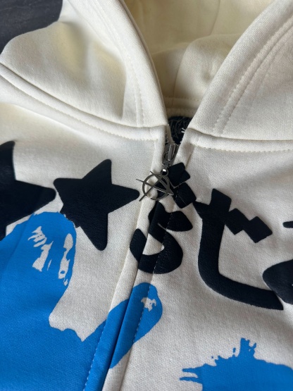 "Star Girl" Zip-Up (Cream)-IYAMIUIO