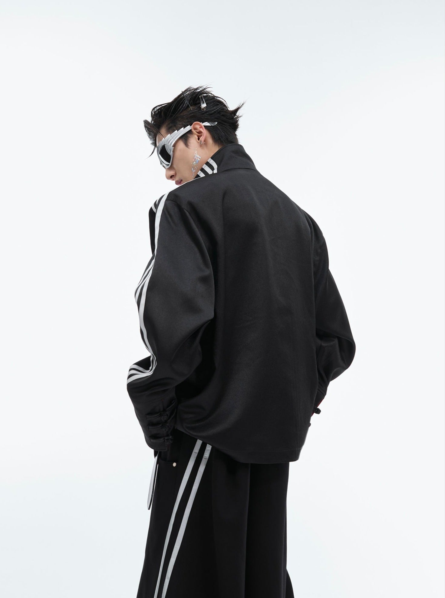 【24s May.】Stand-collar Disc-button Dragon-print Diamond-embellished Jacket-IYAMIUIO