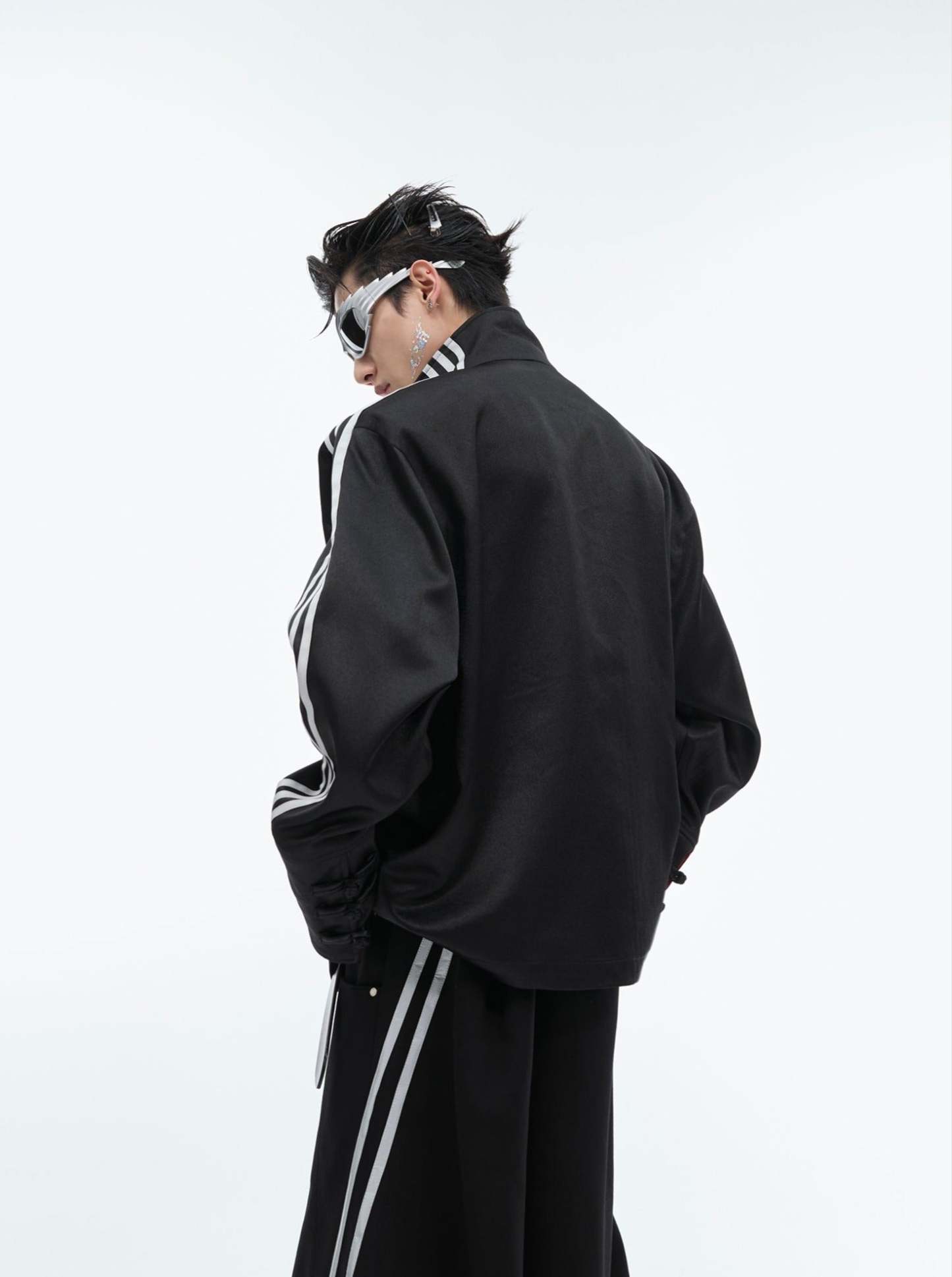 【24s May.】Stand-collar Disc-button Dragon-print Diamond-embellished Jacket-IYAMIUIO