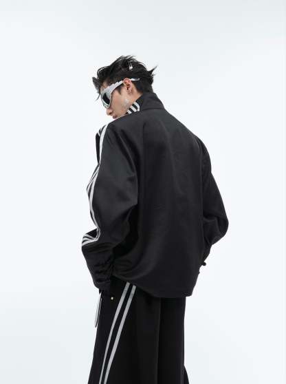 【24s May.】Stand-collar Disc-button Dragon-print Diamond-embellished Jacket-IYAMIUIO