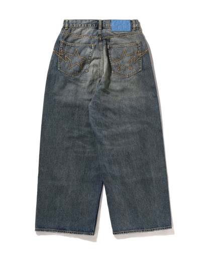 Line Camo STA Patched Loose Fit 12oz Denim Pants-IYAMIUIO