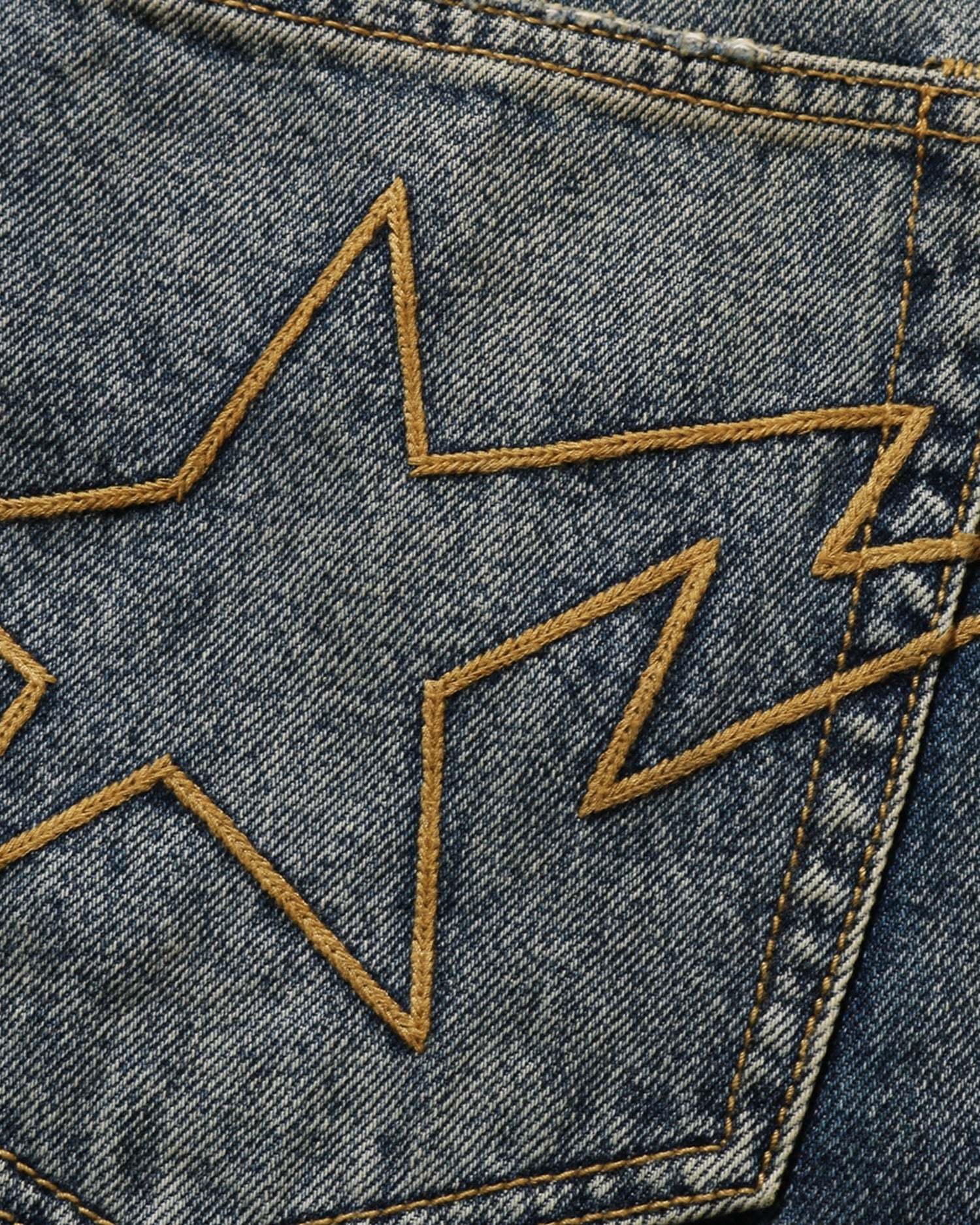 Line Camo STA Patched Loose Fit 12oz Denim Pants-IYAMIUIO