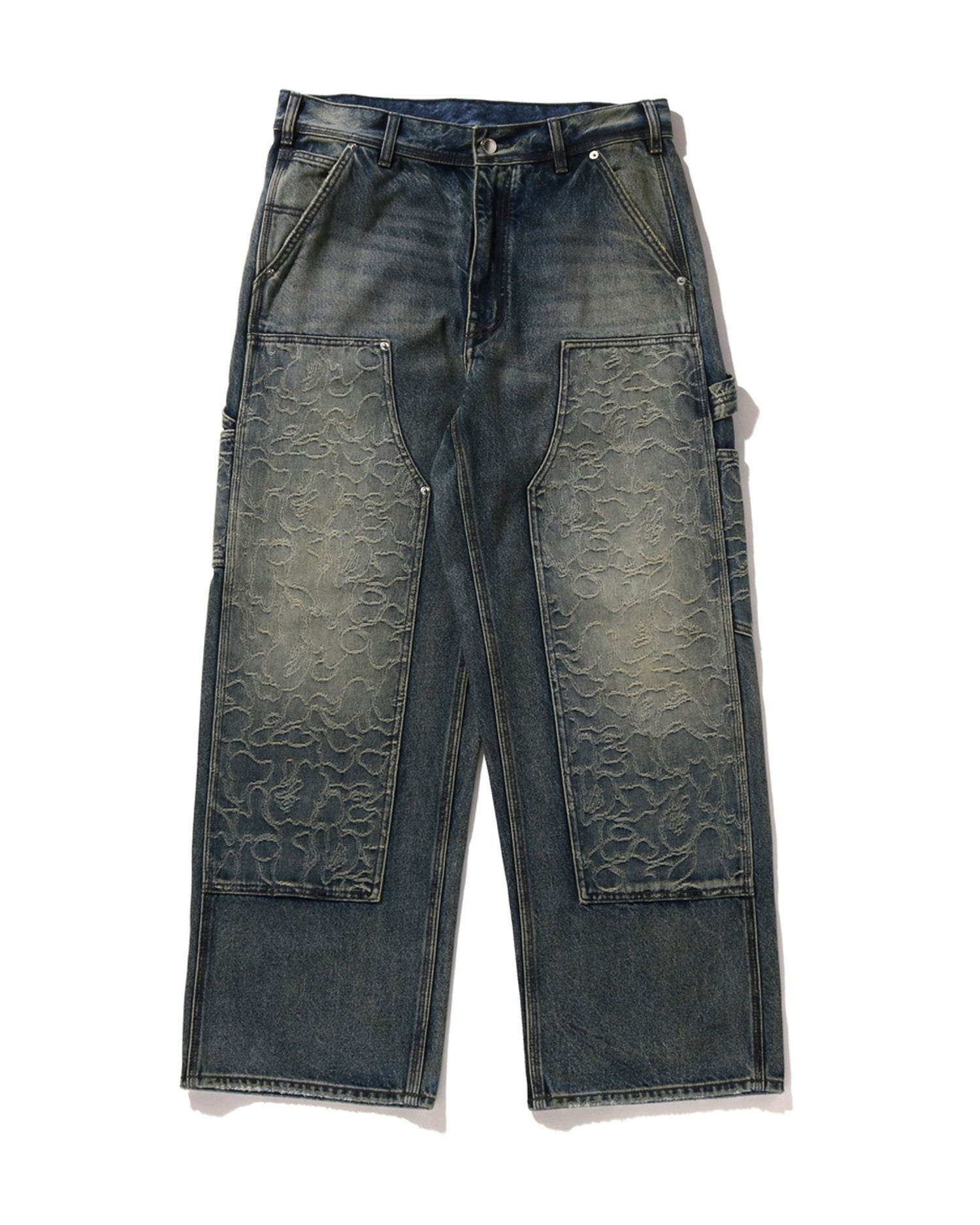 Line Camo Patch Relaxed Fit 13oz Denim Pants-IYAMIUIO