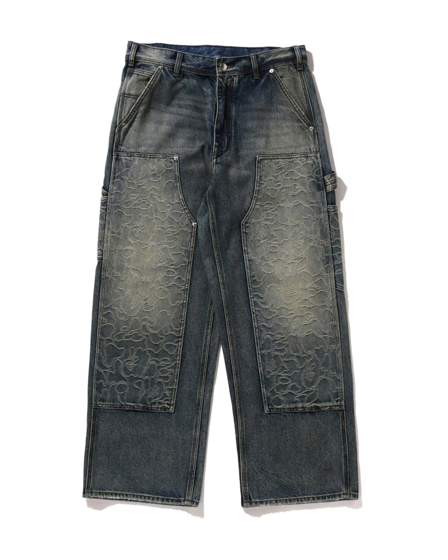 Line Camo Patch Relaxed Fit 13oz Denim Pants-IYAMIUIO