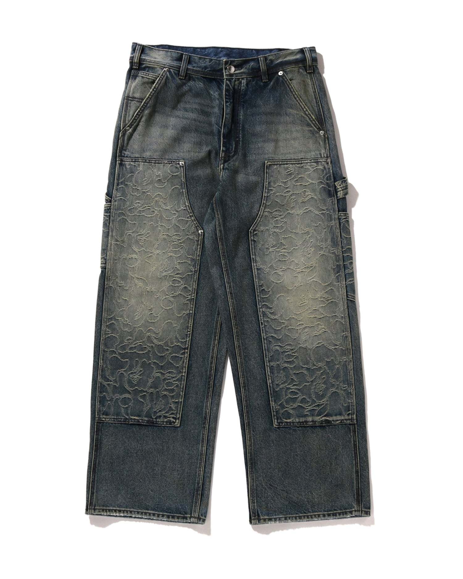 Line Camo Patch Relaxed Fit 13oz Denim Pants-IYAMIUIO