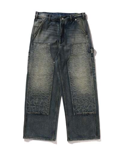 Line Camo Patch Relaxed Fit 13oz Denim Pants-IYAMIUIO