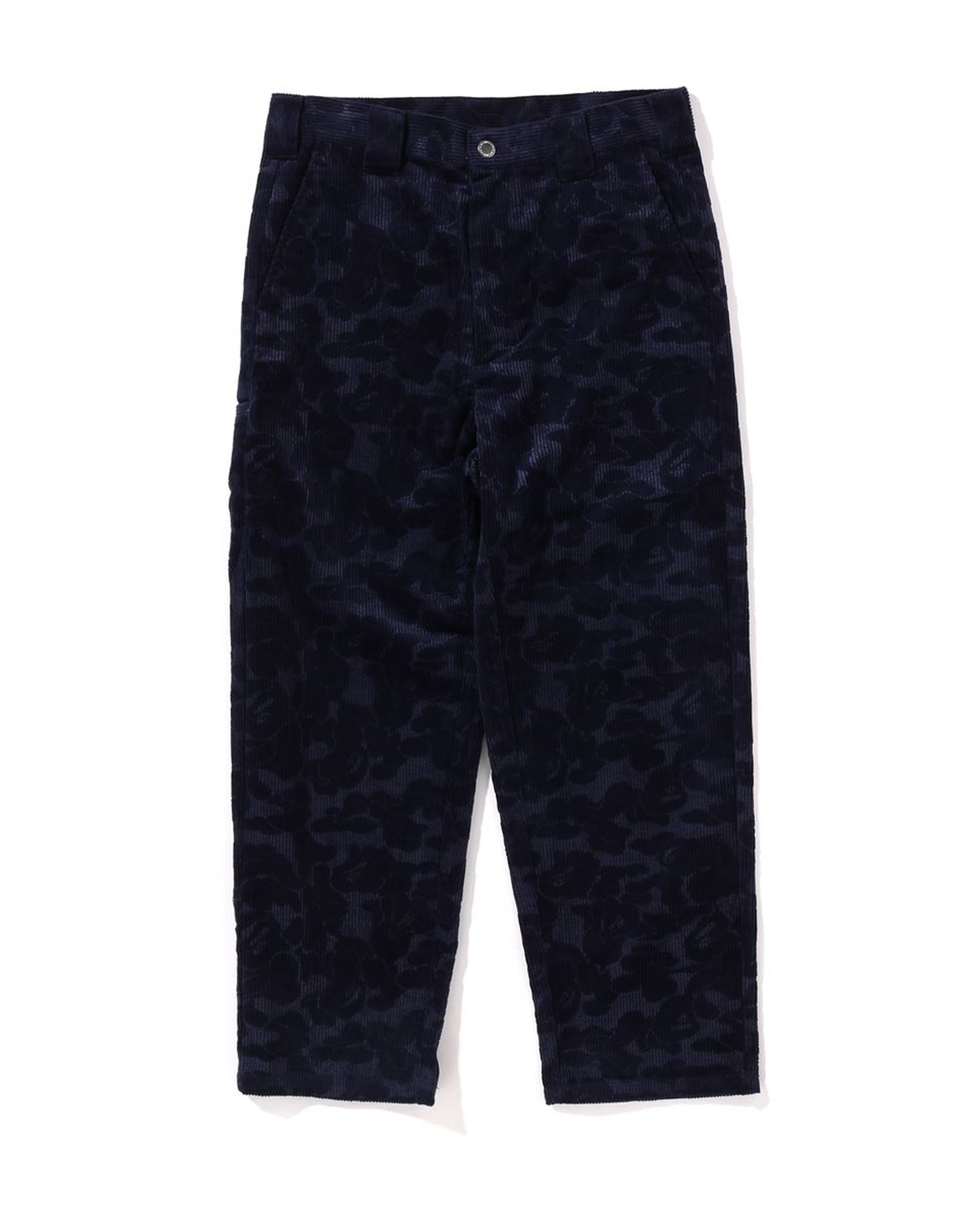 Solid Camo Debossed Corduroy Relaxed Fit Pants-IYAMIUIO