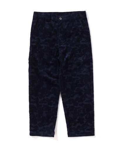 Solid Camo Debossed Corduroy Relaxed Fit Pants-IYAMIUIO