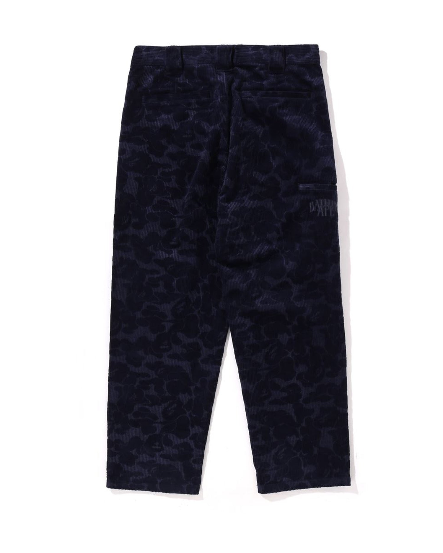 Solid Camo Debossed Corduroy Relaxed Fit Pants-IYAMIUIO