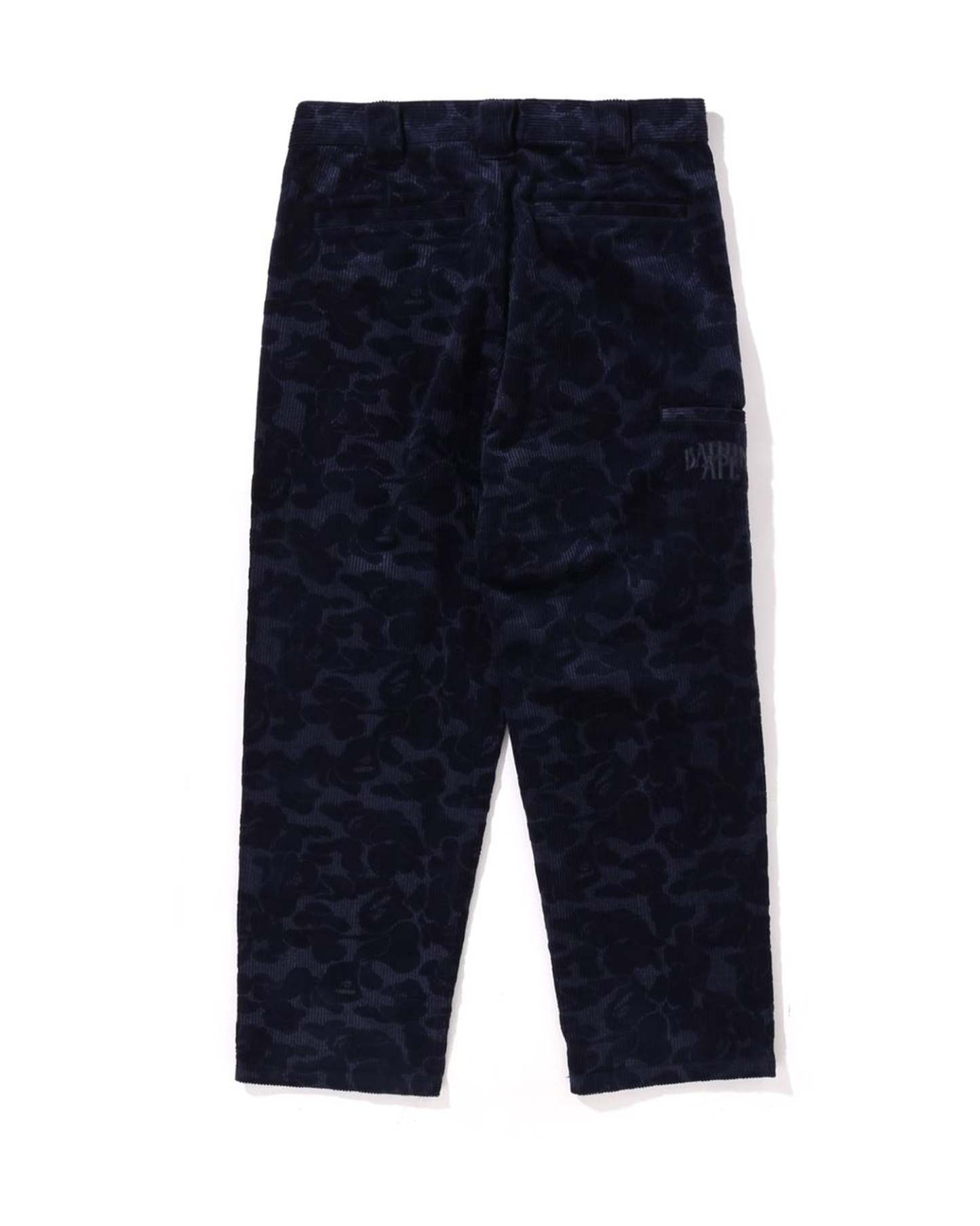 Solid Camo Debossed Corduroy Relaxed Fit Pants-IYAMIUIO