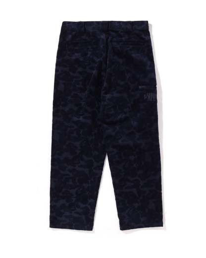Solid Camo Debossed Corduroy Relaxed Fit Pants-IYAMIUIO