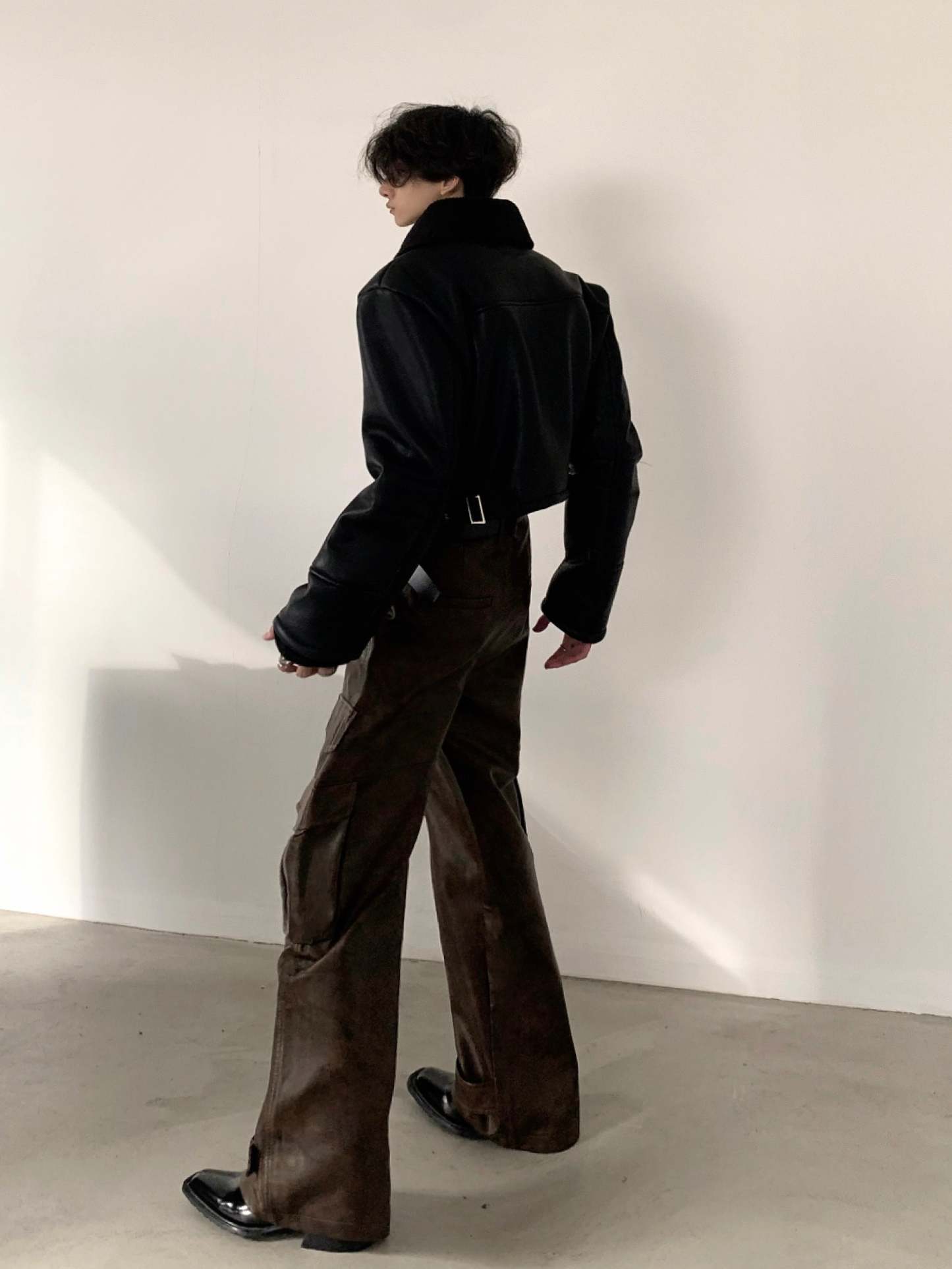 【23s November.】Short Silhouette Black Fur All-in-one Jacket-IYAMIUIO