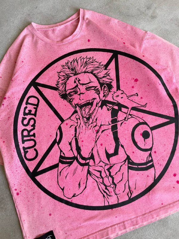Sukuna Curse Pink Tee-IYAMIUIO