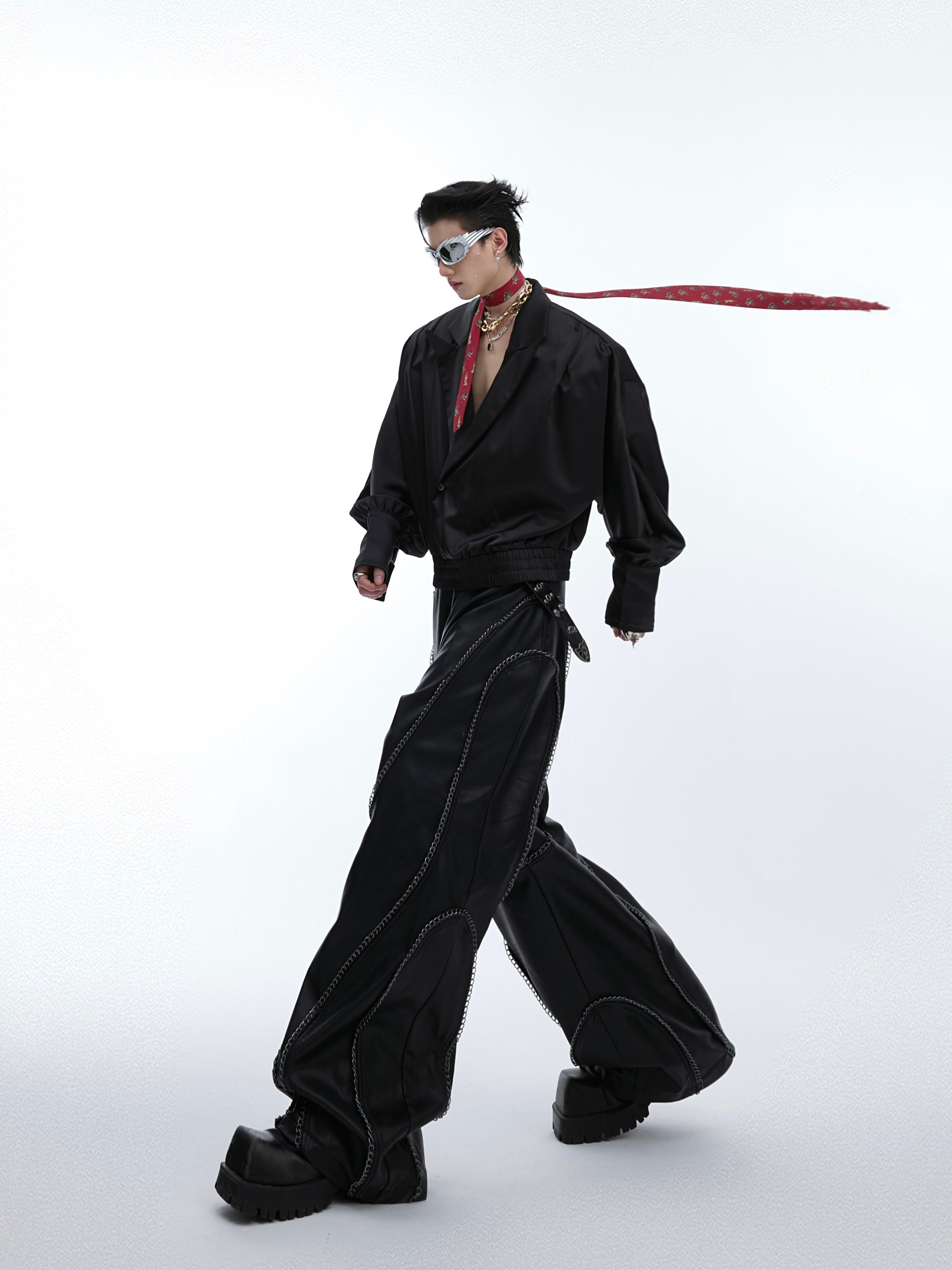 【24s Aug.】Glossy Large V-neck High-end Luxurious Shirt-IYAMIUIO