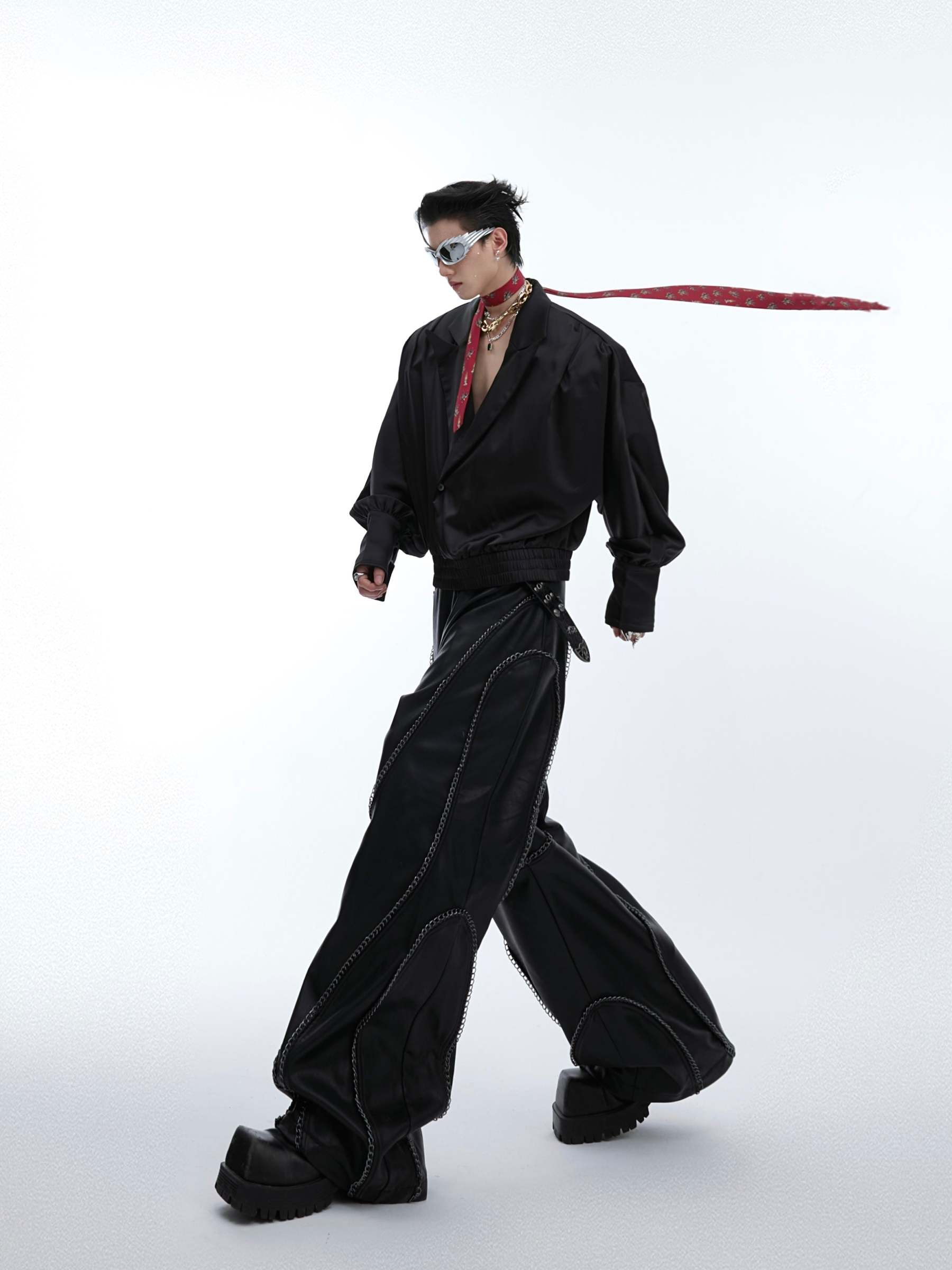 【24s Aug.】Glossy Large V-neck High-end Luxurious Shirt-IYAMIUIO