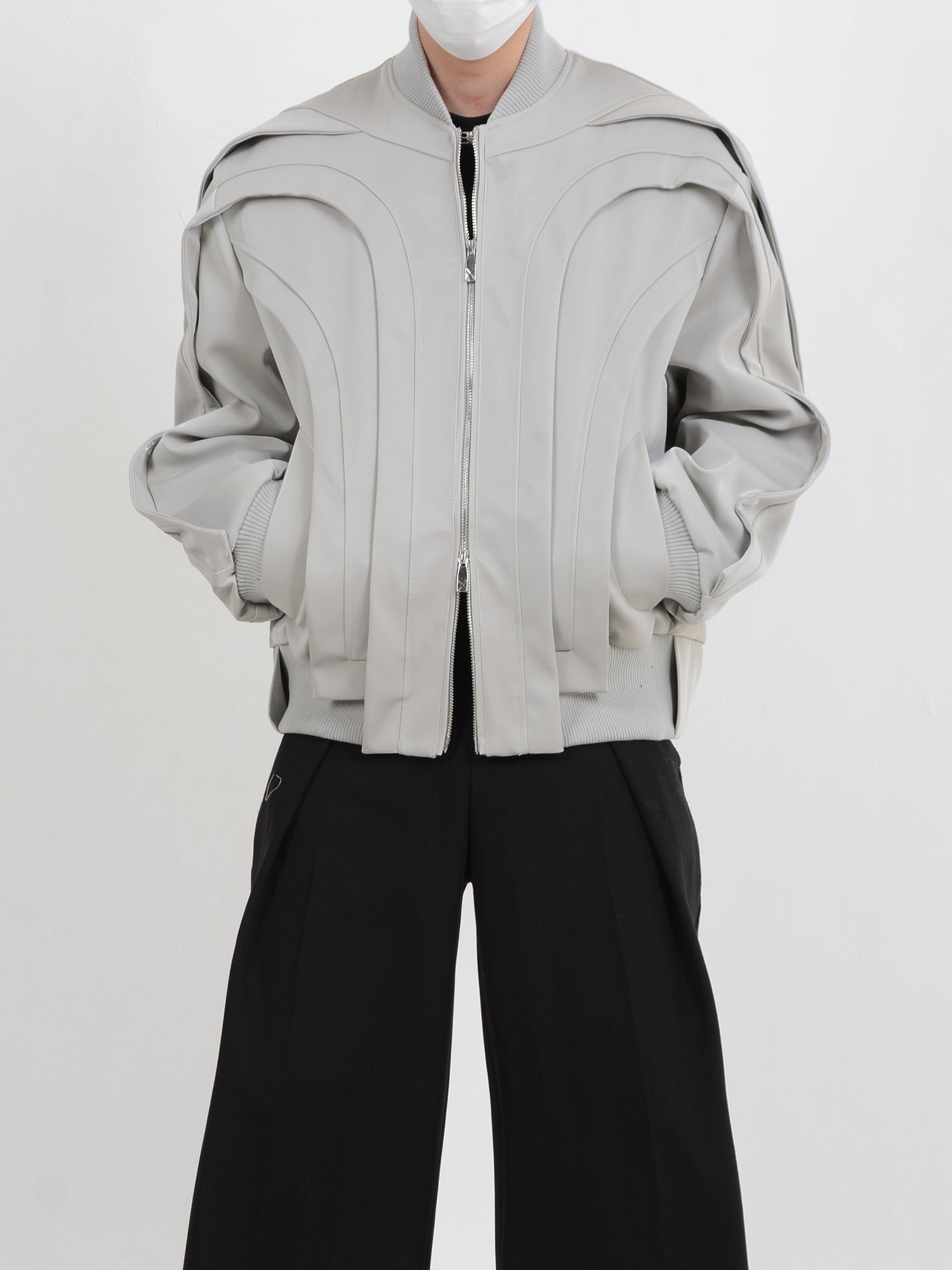 【24s January.】Deconstructed Glossy Pu Leather Jacket-IYAMIUIO