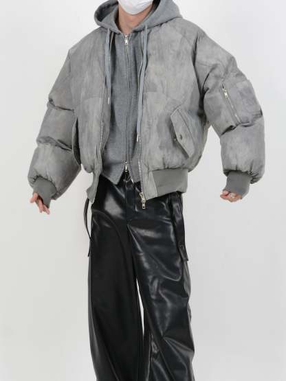 【24s January.】Deconstructed Distressed Fake Two-Piece Design Hooded Cotton Jacket-IYAMIUIO