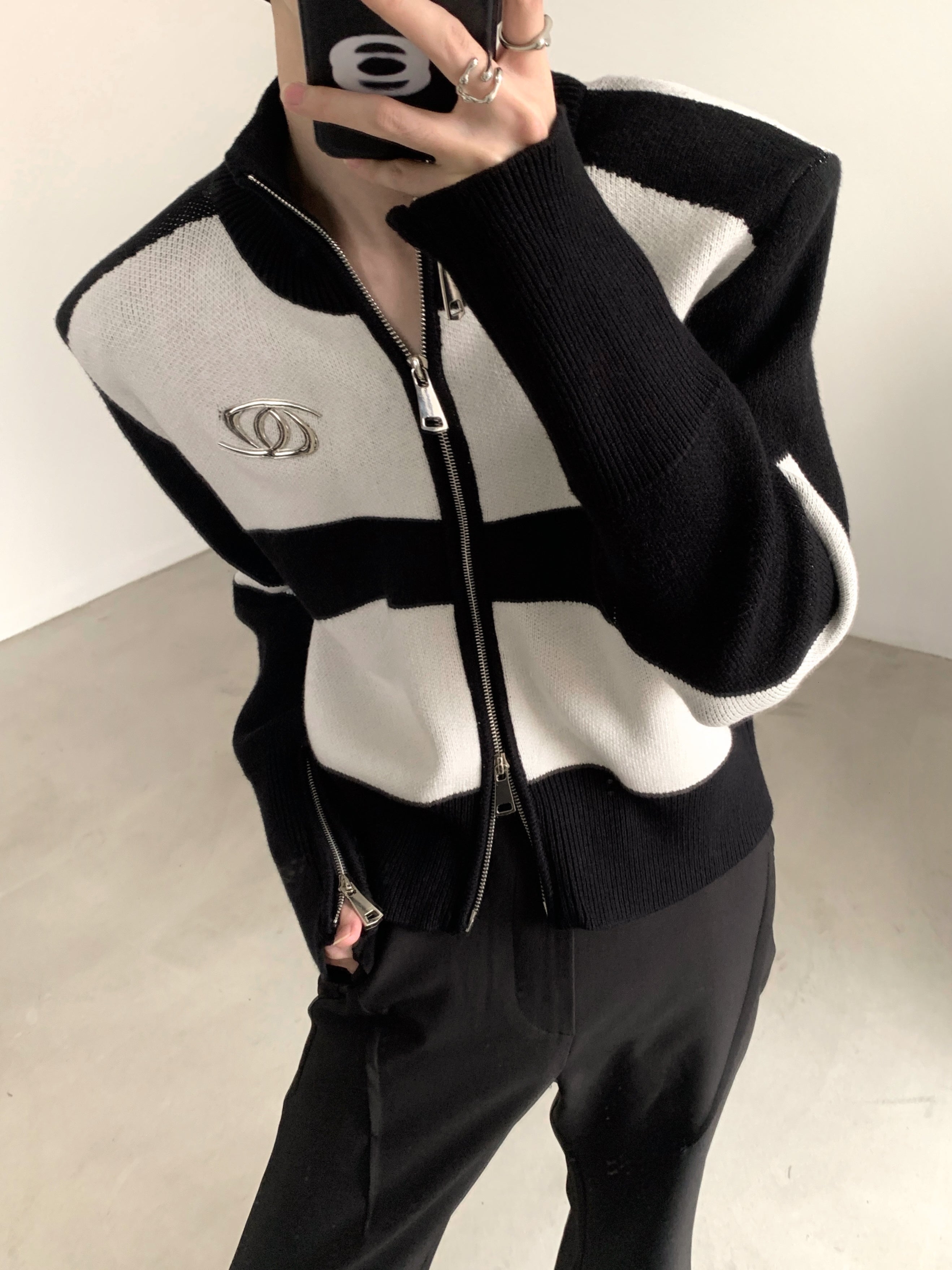 【23s November.】Metal Zipper Sweater Jacket-IYAMIUIO