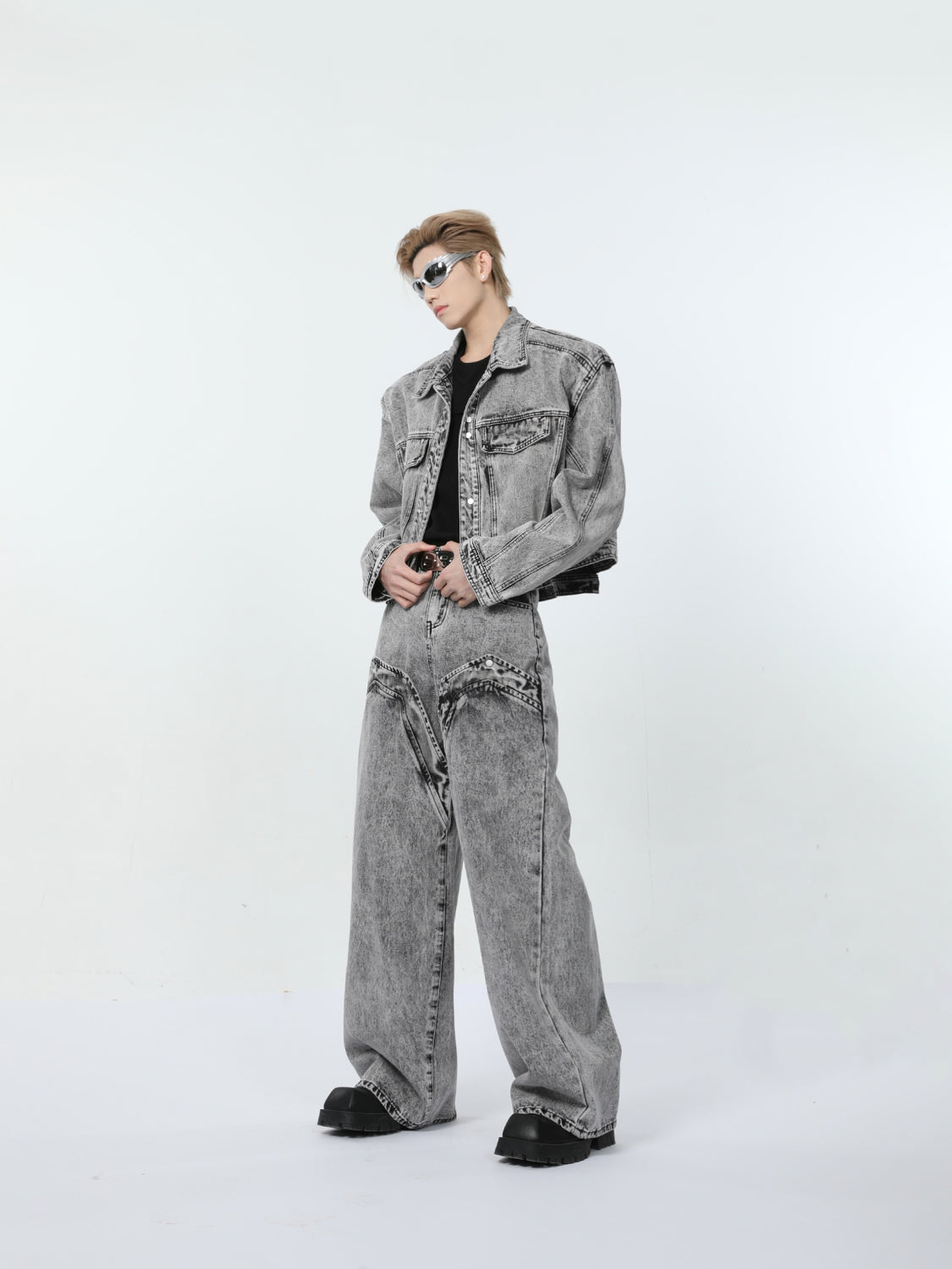【24s March.】Retro Distressed Simple Denim Suit-IYAMIUIO