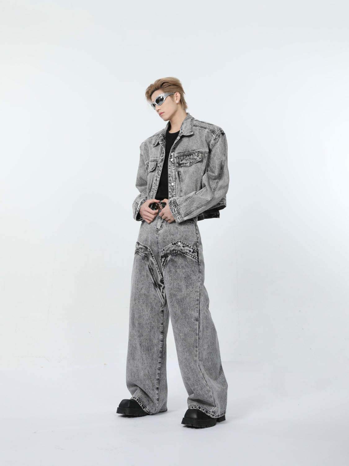 【24s March.】Retro Distressed Simple Denim Suit-IYAMIUIO