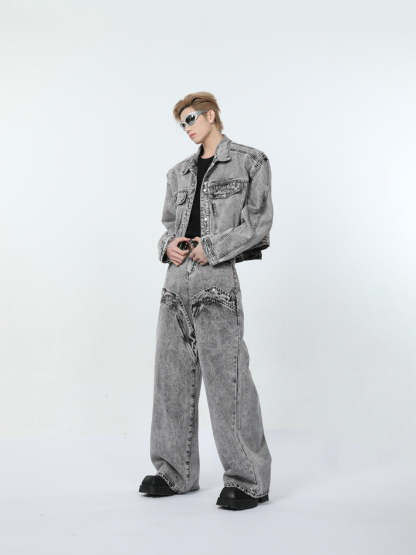 【24s March.】Retro Distressed Simple Denim Suit-IYAMIUIO