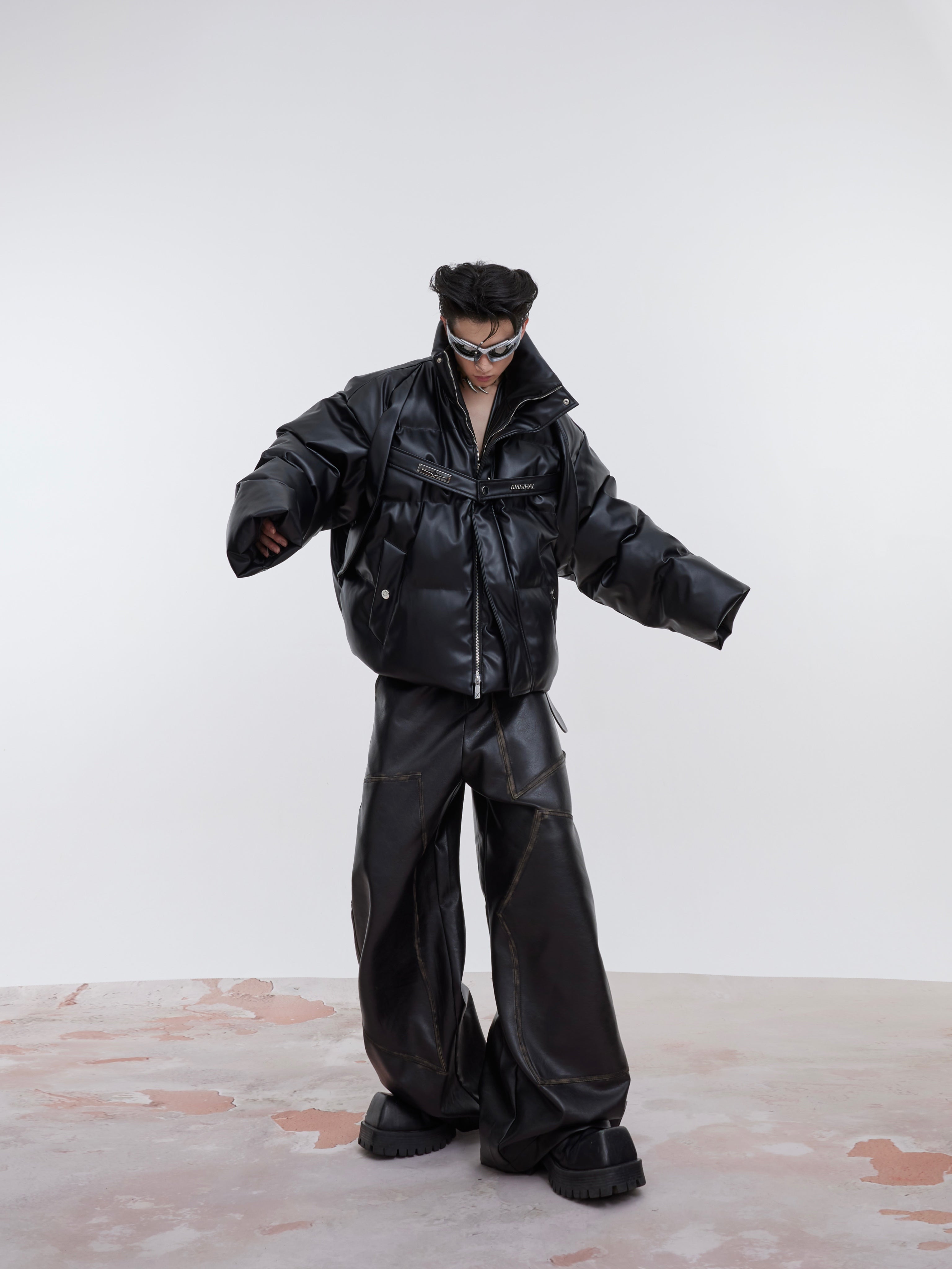 【23s October.】Niche Deconstructed PU Leather Thickened Cotton Jacket-IYAMIUIO