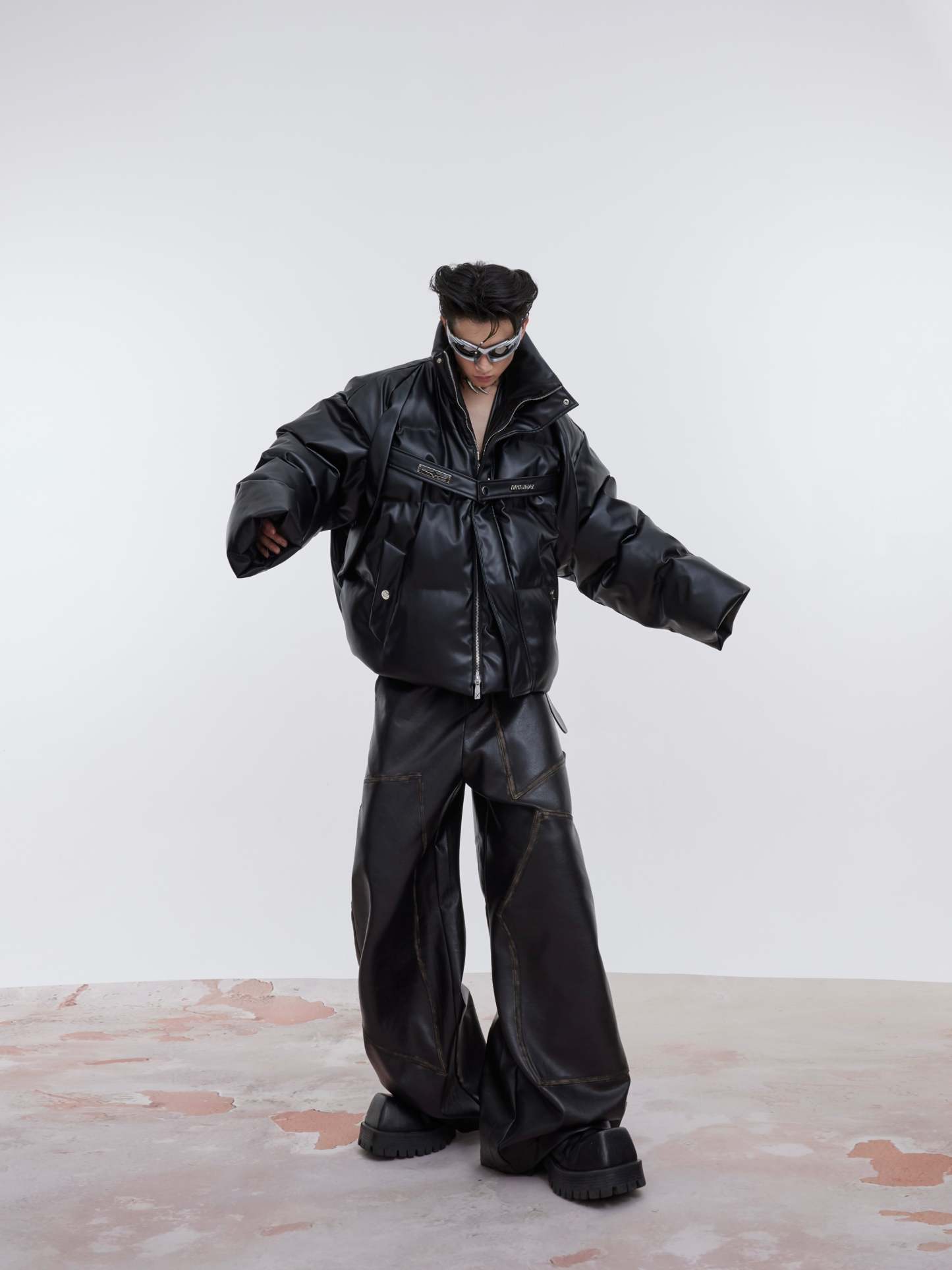 【23s October.】Niche Deconstructed PU Leather Thickened Cotton Jacket-IYAMIUIO