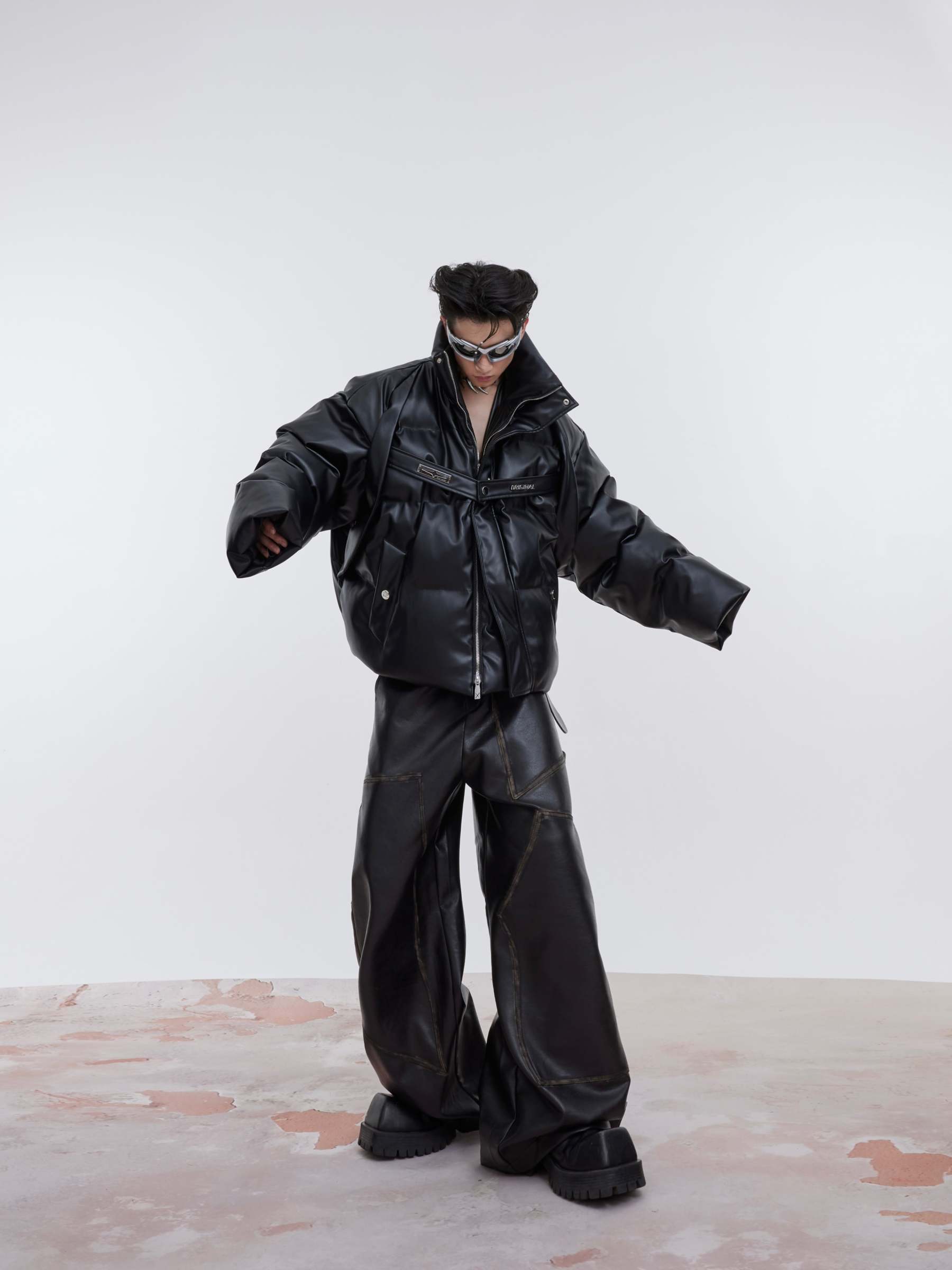 【23s October.】Niche Deconstructed PU Leather Thickened Cotton Jacket-IYAMIUIO