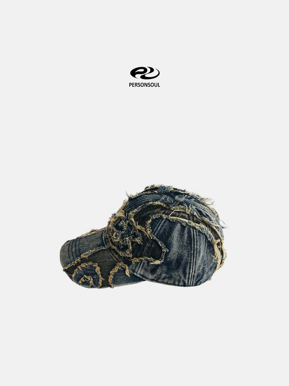 Personsoul Distressed Denim Baseball Cap-IYAMIUIO