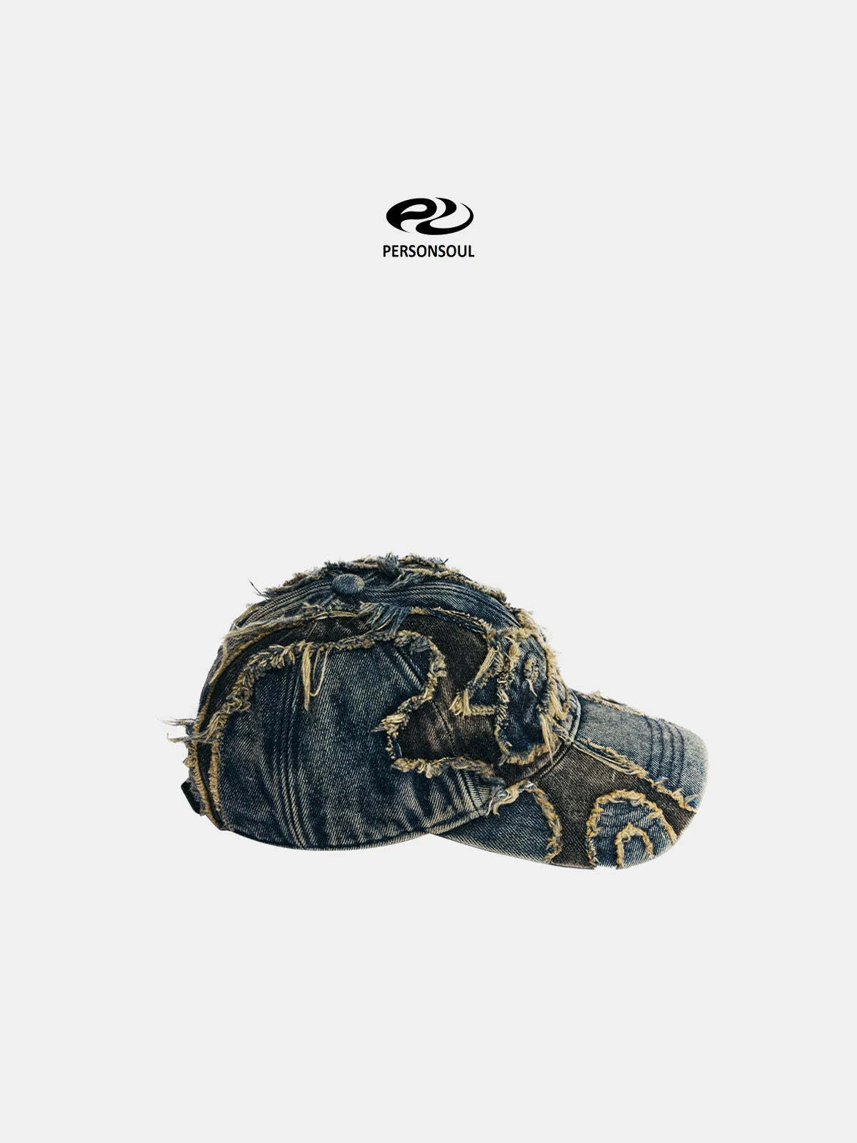Personsoul Distressed Denim Baseball Cap-IYAMIUIO