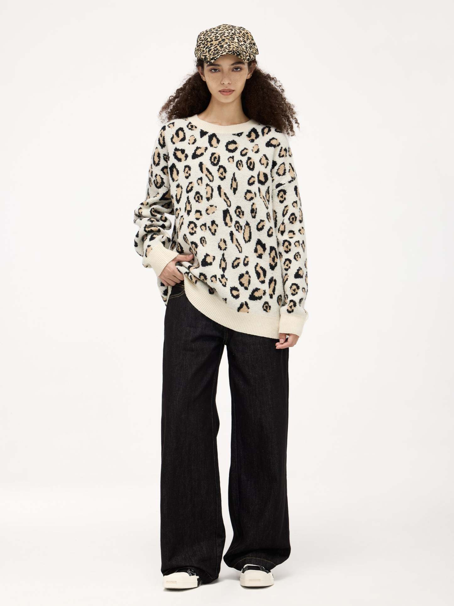 Aelfric Eden Apricot Leopard Print Sweater-IYAMIUIO
