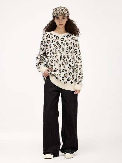 Aelfric Eden Apricot Leopard Print Sweater-IYAMIUIO
