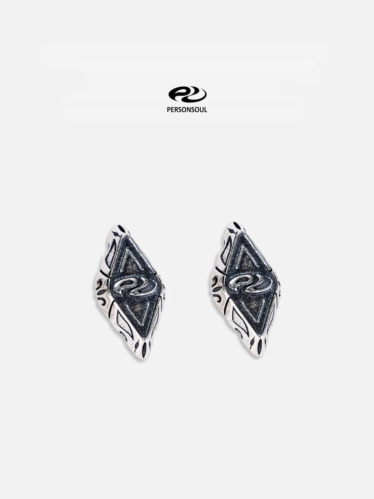 Personsoul Geometric Silver Stud Earrings-IYAMIUIO