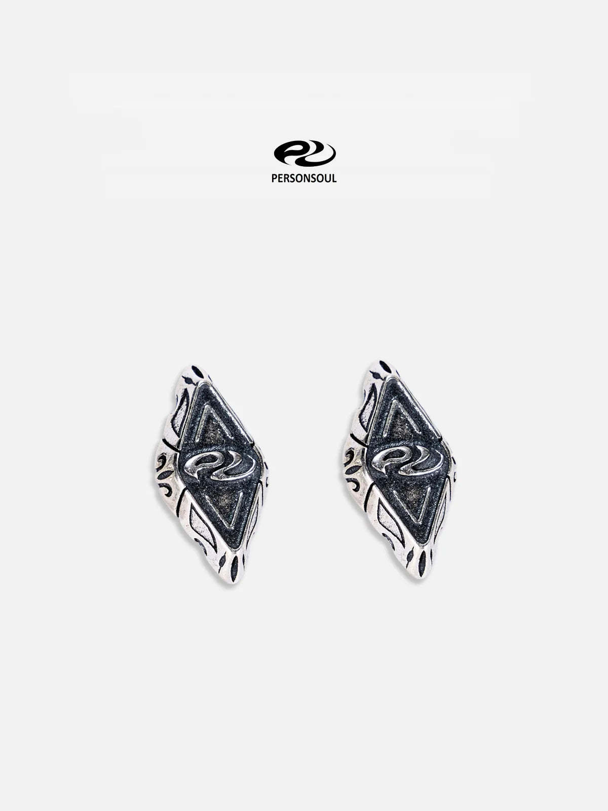 Personsoul Geometric Silver Stud Earrings-IYAMIUIO