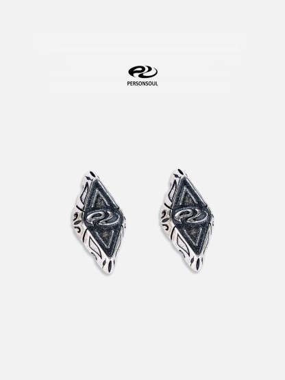 Personsoul Geometric Silver Stud Earrings-IYAMIUIO