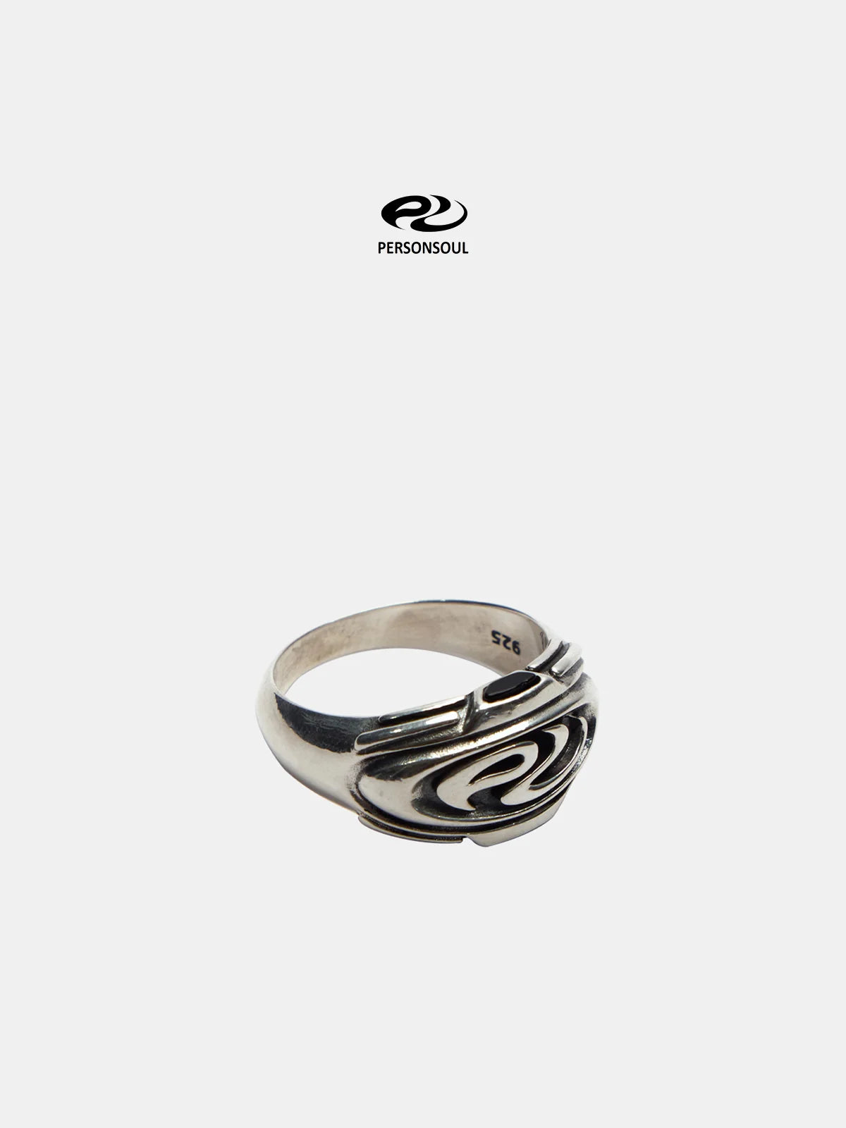 Personsoul Silver Logo Signet Ring-IYAMIUIO