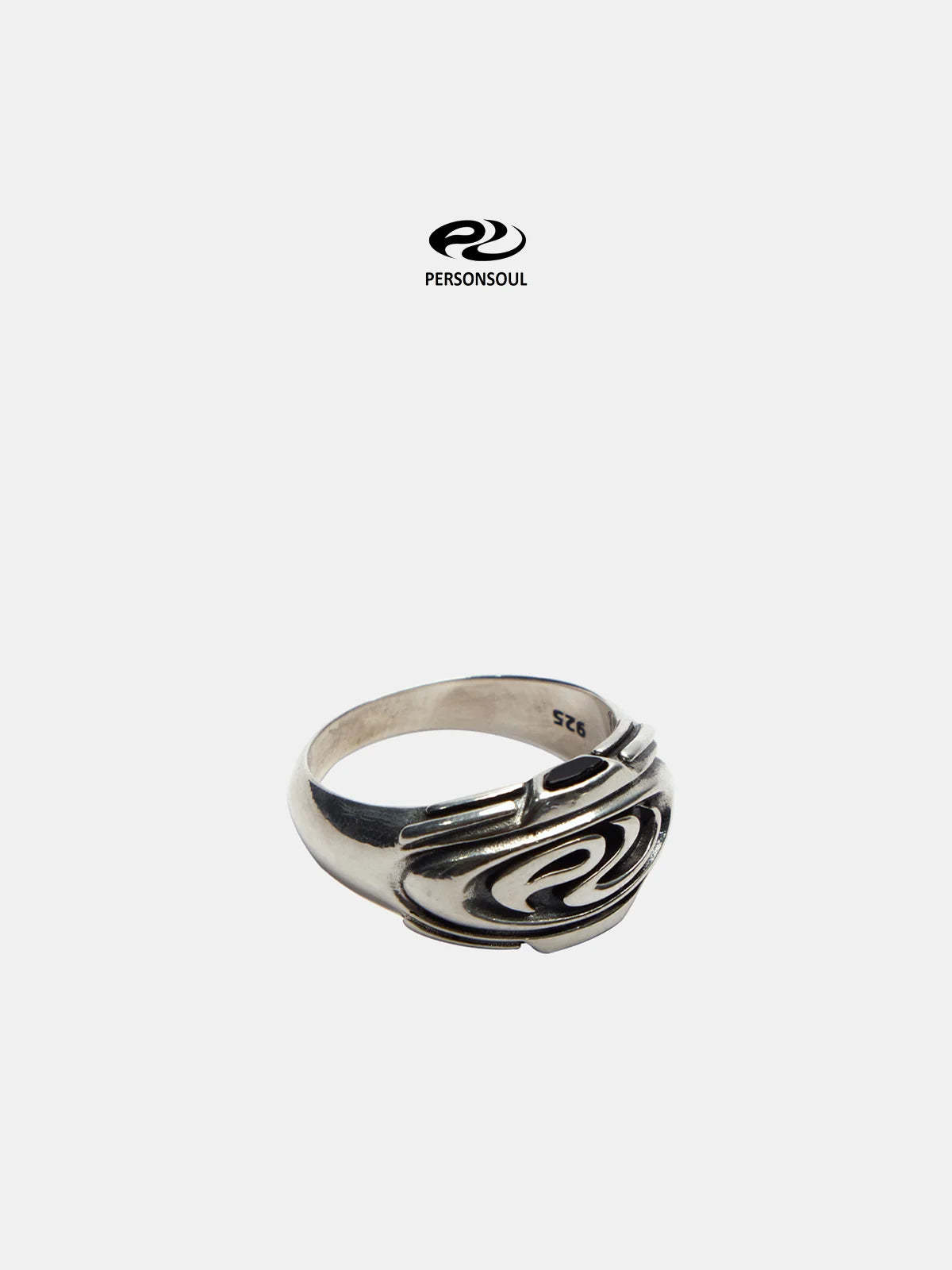 Personsoul Silver Logo Signet Ring-IYAMIUIO