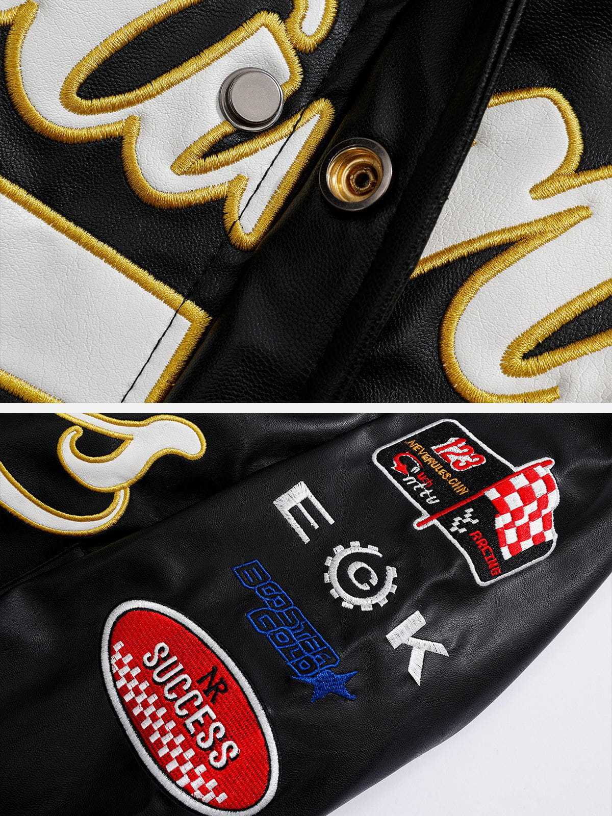 Aelfric Eden Letter-Embroidered Racing Jacket-IYAMIUIO