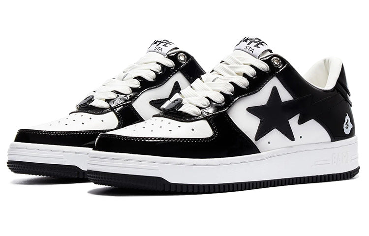 A Bathing Ape Bape Sta Patent Leather 'Black White' 1I70-191-002-BLACK-IYAMIUIO