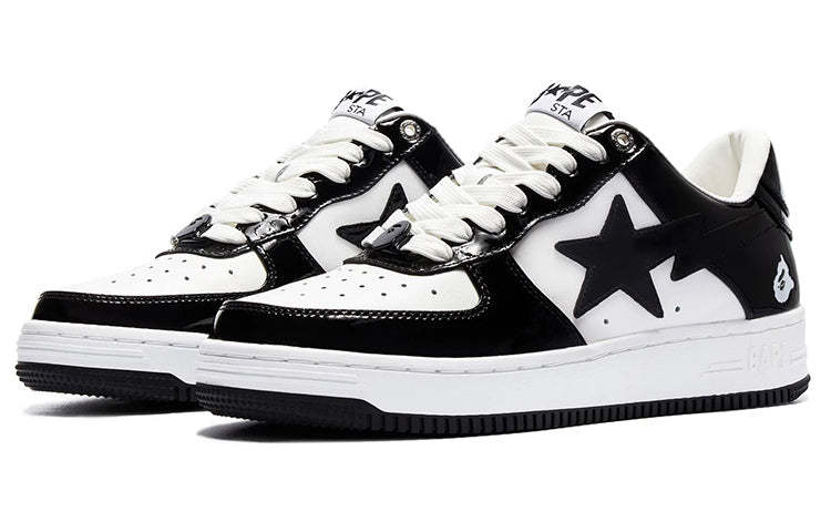 A Bathing Ape Bape Sta Patent Leather 'Black White' 1I70-191-002-BLACK-IYAMIUIO