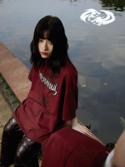 Personsoul Dragon Graphic Print T-shirt-IYAMIUIO