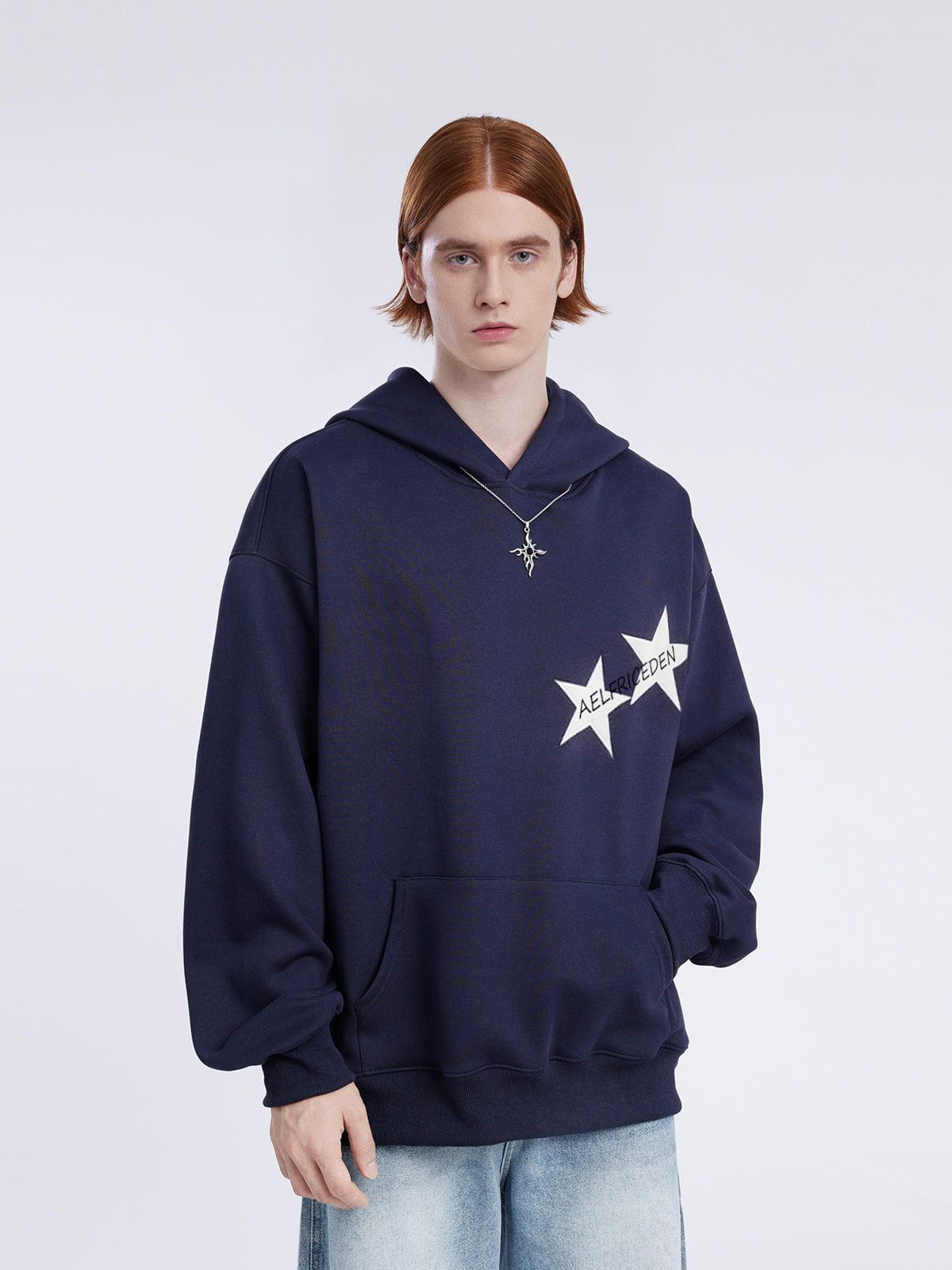 Aelfric Eden Star Print Color Contrast Hoodie-IYAMIUIO